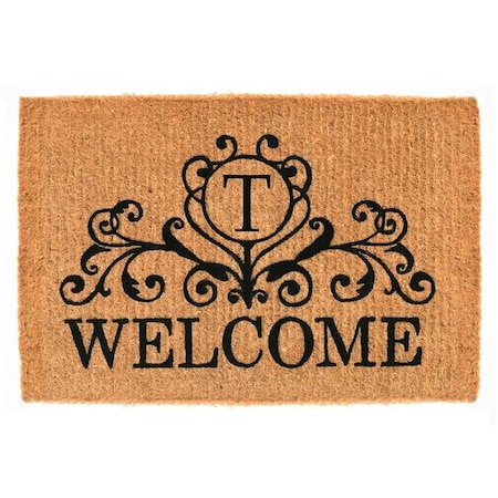 Calloway Mills Calloway Mills 102563672T 3 x 6 ft. x 1.5 in. Kingston Welcome Rectangular Doormat; Natural & Black - Letter T 102563672T